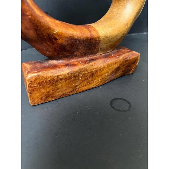 Rare African Hand Carved Wooden Sculpture Loving Man and Woman 11 Inch Abstract - Picture 8 of 9